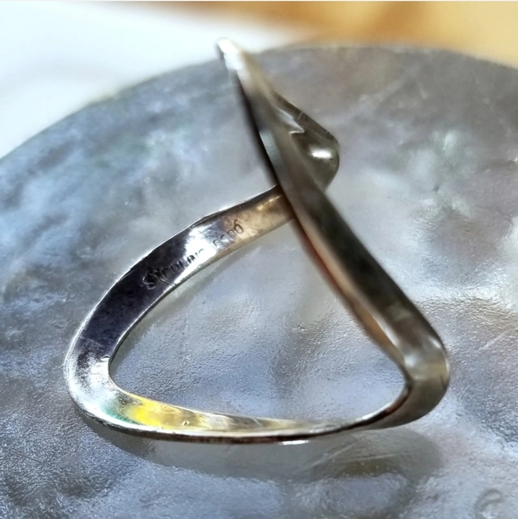 Vintage Sterling Silver abstract design ring unique unusual signed - Picture 2 of 11